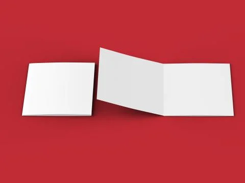 Open tri-folded leaflet in square format. 3d illustration Stock Illustration