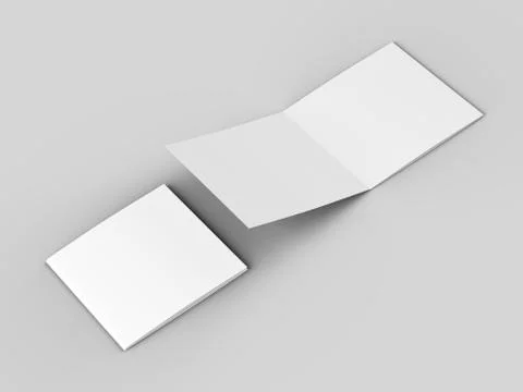 Open tri-folded leaflet in square format. 3d illustration Stock Illustration