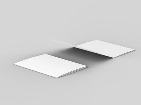 Open tri-folded leaflet in square format. 3d illustration Illustrazione stock