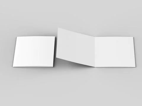 Open tri-folded leaflet in square format. 3d illustration Illustrazione stock
