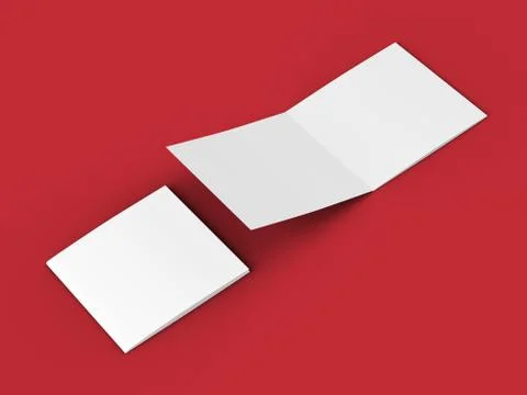 Open tri-folded leaflet in square format. 3d illustration Stock Illustration