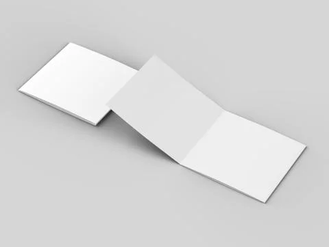 Open tri-folded leaflet in square format. 3d illustration Stock Illustration
