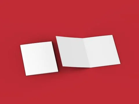 Open tri-folded leaflet in square format. 3d illustration Stock Illustration