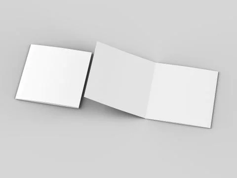 Open tri-folded leaflet in square format. 3d illustration Stock Illustration