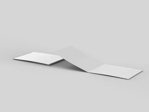Open tri-folded leaflet in square format. 3d illustration Stock Illustration