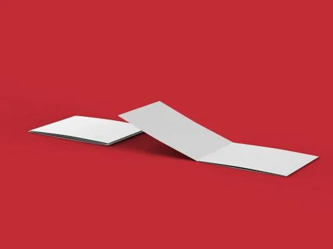Open tri-folded leaflet in square format. 3d illustration Stock Illustration
