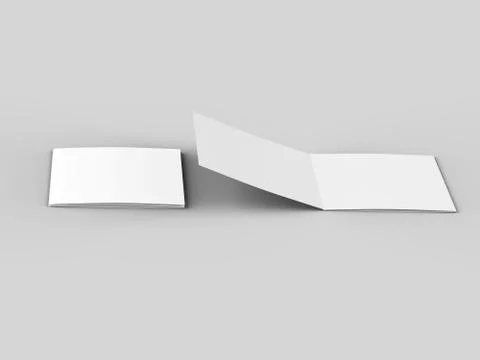 Open tri-folded leaflet in square format. 3d illustration Stock Illustration