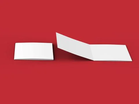 Open tri-folded leaflet in square format. 3d illustration Stock Illustration