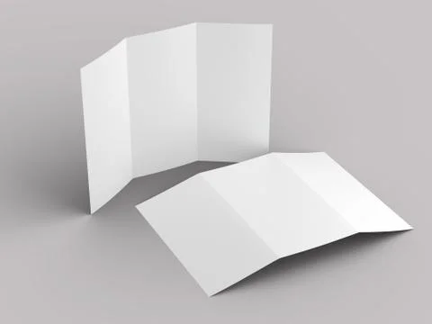 Open trifold brochure in A4 format mockup.3d illustartion Stock Illustration
