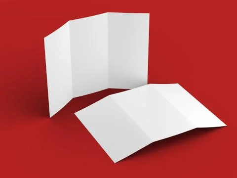 Open trifold brochure in A4 format mockup.3d illustartion Stock Illustration