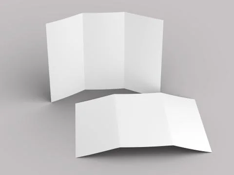 Open trifold brochure in A4 format mockup.3d illustartion Stock Illustration