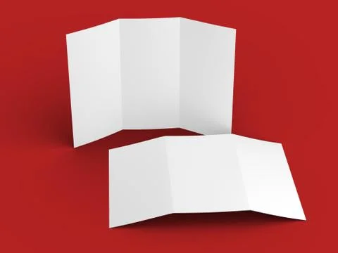 Open trifold brochure in A4 format mockup.3d illustartion Stock Illustration