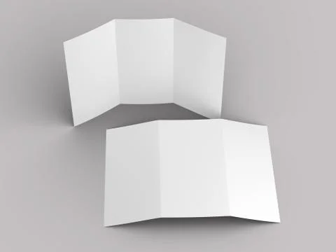 Open trifold brochure in A4 format mockup.3d illustartion Stock Illustration