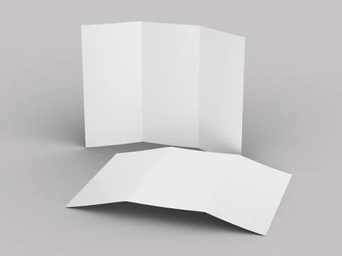 Open trifold brochure in A4 format mockup.3d illustartion Stock Illustration