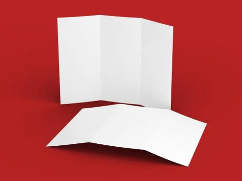 Open trifold brochure in A4 format mockup.3d illustartion Stock Illustration