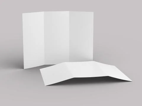 Open trifold brochure in A4 format mockup.3d illustartion Stock Illustration