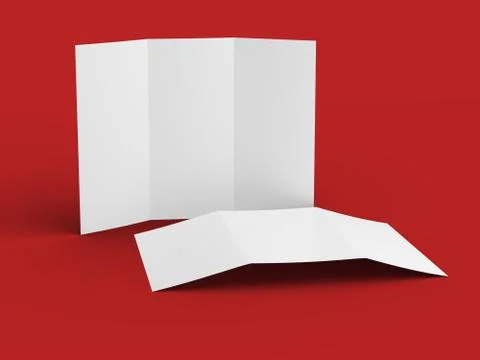 Open trifold brochure in A4 format mockup.3d illustartion Stock Illustration