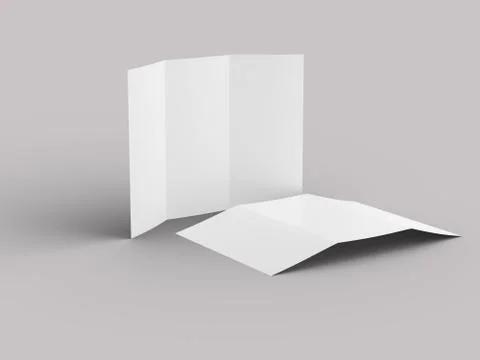 Open trifold brochure in A4 format mockup.3d illustartion Stock Illustration