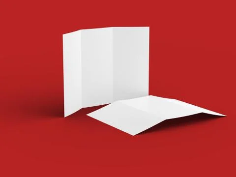 Open trifold brochure in A4 format mockup.3d illustartion Stock Illustration