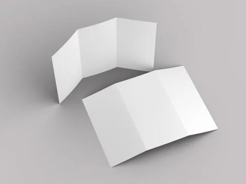 Open trifold brochure in A4 format mockup.3d illustartion Stock Illustration