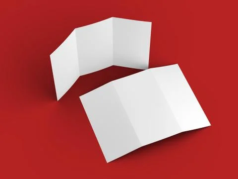 Open trifold brochure in A4 format mockup.3d illustartion Stock Illustration