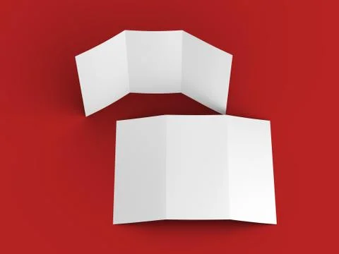 Open trifold brochure in A4 format mockup.3d illustartion Stock Illustration