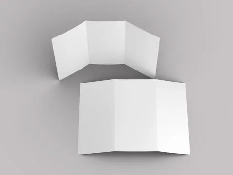 Open trifold brochure in A4 format mockup.3d illustartion Stock Illustration