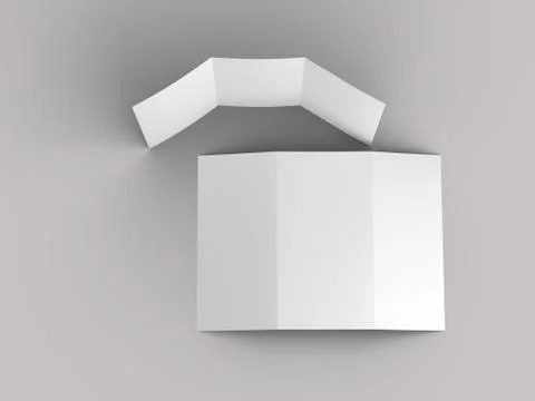 Open trifold brochure in A4 format mockup.3d illustartion Stock Illustration