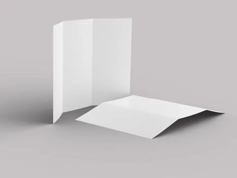 Open trifold brochure in A4 format mockup.3d illustartion Stock Illustration