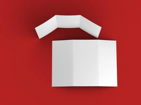 Open trifold brochure in A4 format mockup.3d illustartion Illustrazione stock