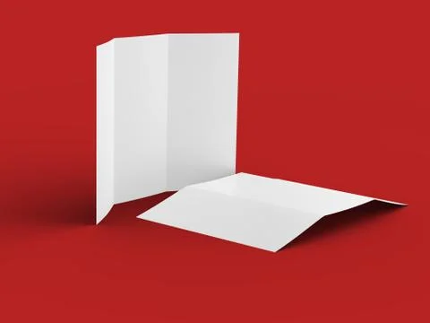 Open trifold brochure in A4 format mockup.3d illustartion Stock Illustration