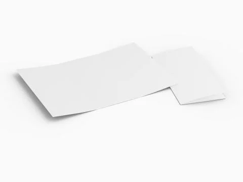 Open trifold brochure in A4 format mockup.3d illustartion Stock Illustration