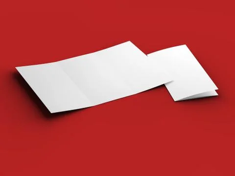 Open trifold brochure in A4 format mockup.3d illustartion Stock Illustration