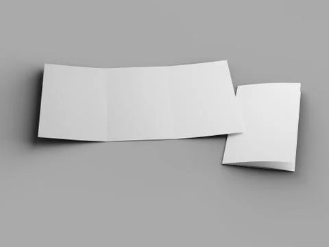 Open trifold brochure in A4 format mockup.3d illustartion Stock Illustration