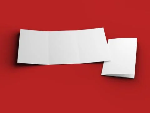 Open trifold brochure in A4 format mockup.3d illustartion Stock Illustration