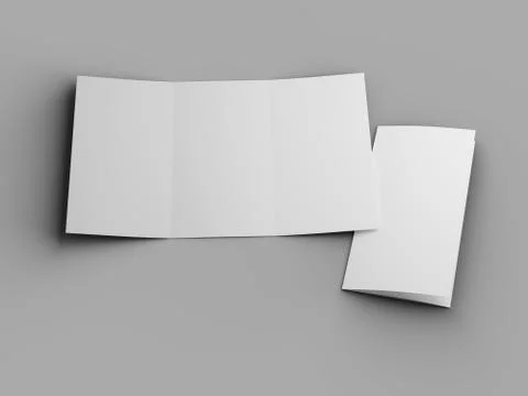 Open trifold brochure in A4 format mockup.3d illustartion Illustrazione stock
