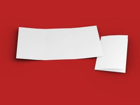 Open trifold brochure in A4 format mockup.3d illustartion Stock Illustration