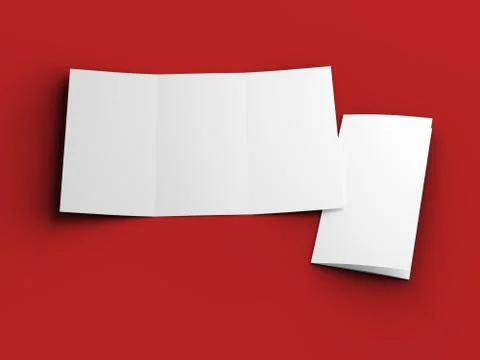 Open trifold brochure in A4 format mockup.3d illustartion Stock Illustration