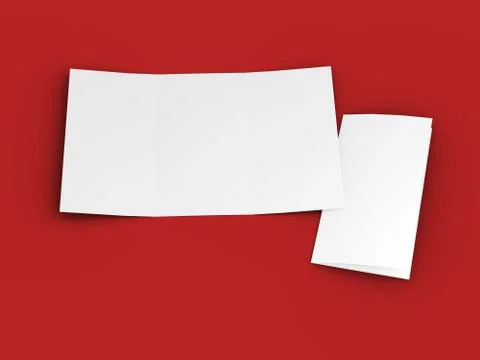 Open trifold brochure in A4 format mockup.3d illustartion Stock Illustration