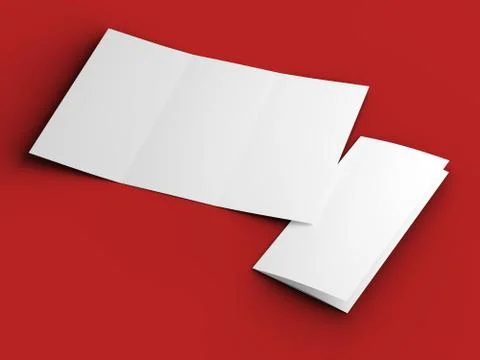 Open trifold brochure in A4 format mockup.3d illustartion Stock Illustration