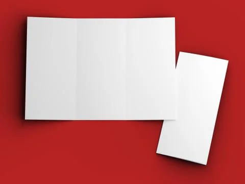 Open trifold brochure in A4 format mockup.3d illustartion Stock Illustration