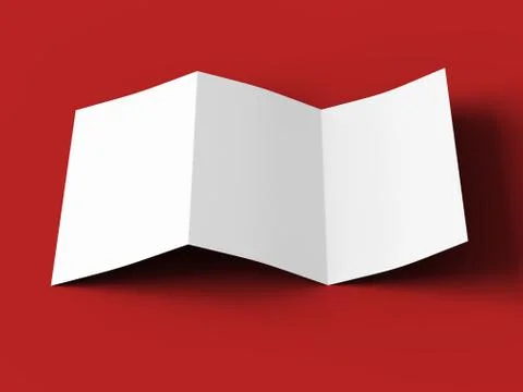 Open trifold brochure in A4 format mockup.3d illustartion Stock Illustration