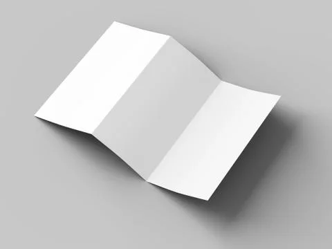 Open trifold brochure in A4 format mockup.3d illustartion Stock Illustration