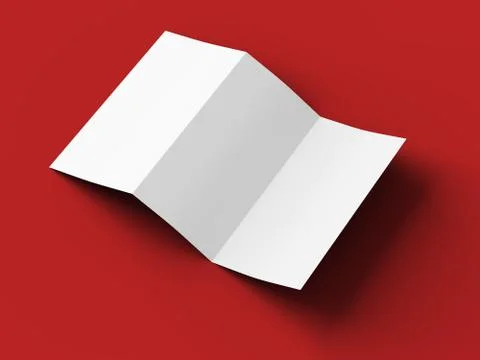 Open trifold brochure in A4 format mockup.3d illustartion Stock Illustration