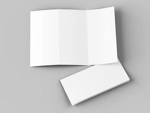 Open trifold brochure in A4 format mockup.3d illustartion Stock Illustration