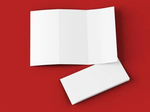 Open trifold brochure in A4 format mockup.3d illustartion Stock Illustration