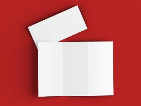 Open trifold brochure in A4 format mockup.3d illustartion Stock Illustration