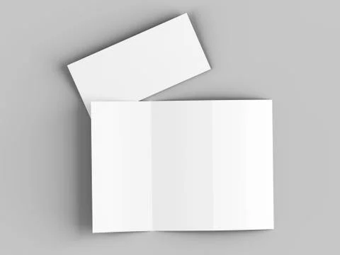 Open trifold brochure in A4 format mockup.3d illustartion Stock Illustration