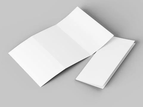 Open trifold brochure in A4 format mockup.3d illustartion Stock Illustration