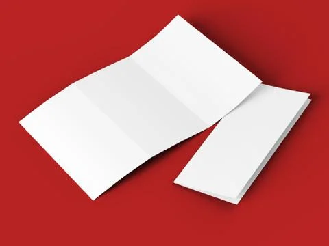 Open trifold brochure in A4 format mockup.3d illustartion Stock Illustration